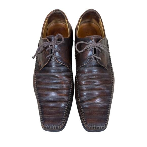 Pilpol Derby Shoes Men’s 7/40 Brown Leather Square Toe Business Formal Dress main image 9